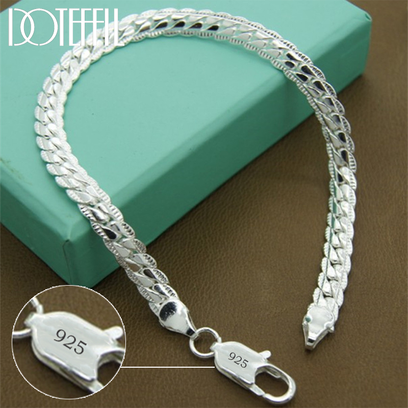 Lobster Clasp Silver - DOTEFFIL 925 gümüş bilezik 6mm 18/19/20cm