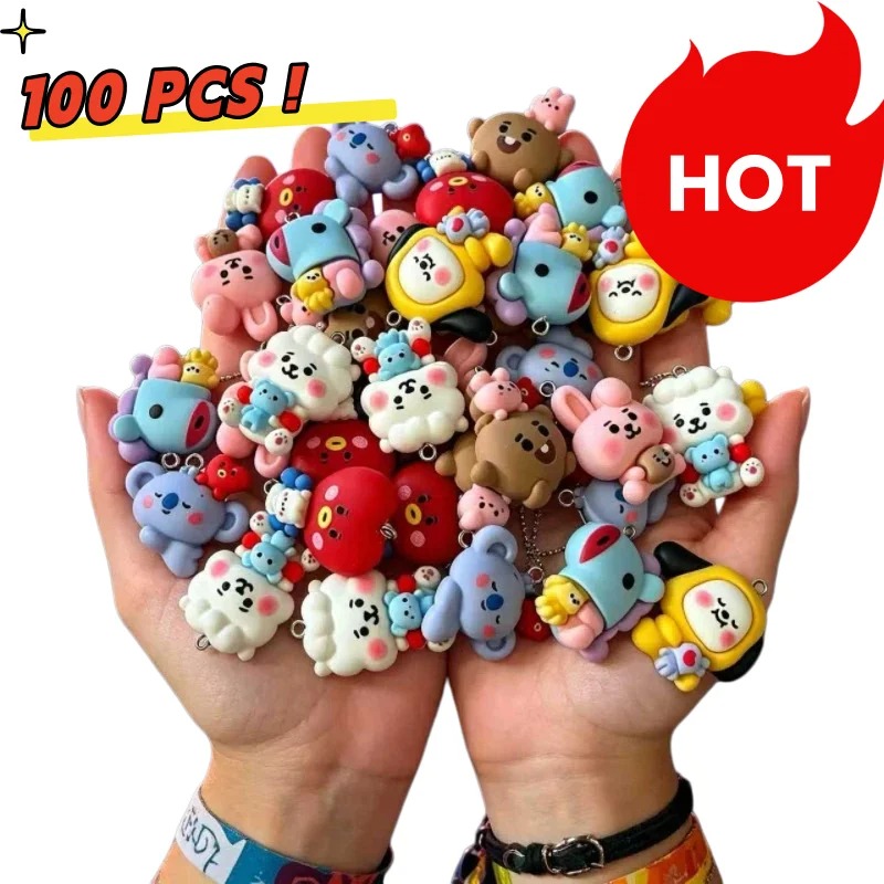 Jewelry Making Charms - 7 adet BT21 Reçine Karikatür Figür