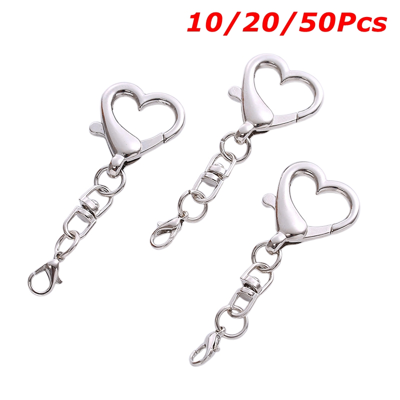 Lobster Clasp Silver - 10/20/50 Adet Benzersiz Alaşım Kalp Şeklinde