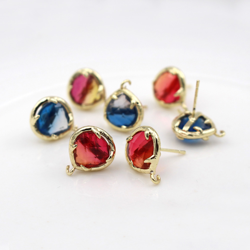 Jewelry Making Dubai - 10 çift Kalp Şeklinde Mavi Kırmızı